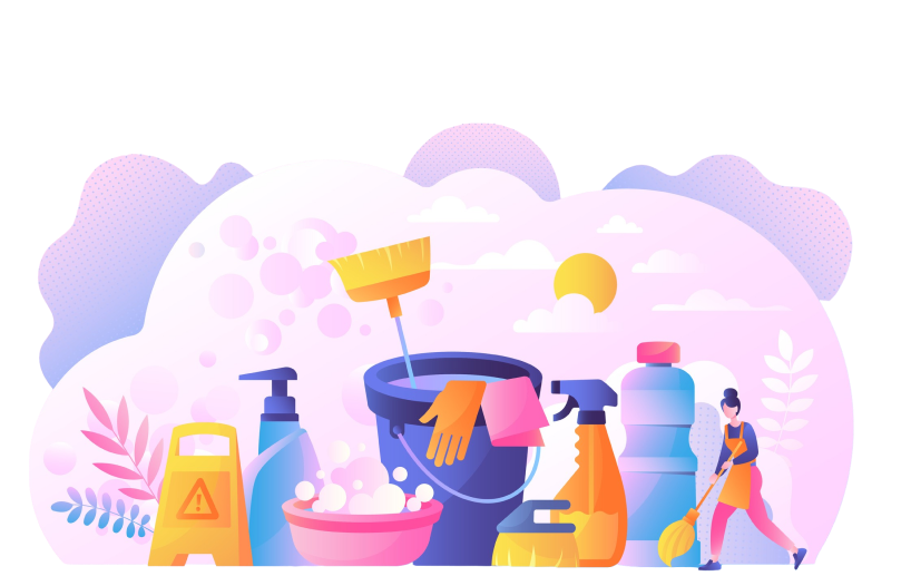Drawn representation of a cleaning service